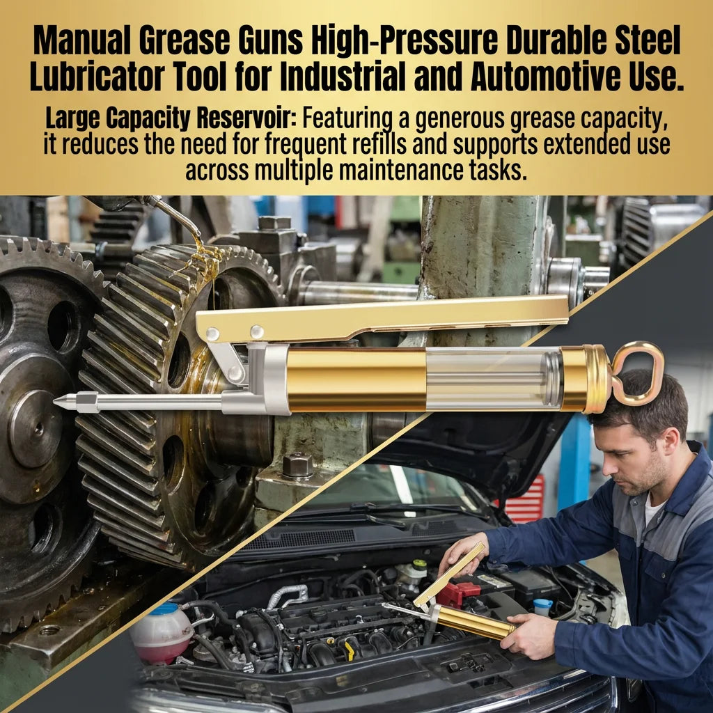 Manual Grease Guns High-Pressure Durable Steel Lubricator Tool for Industrial and Automotive Use Peaceful Pleasures Health and Wellness