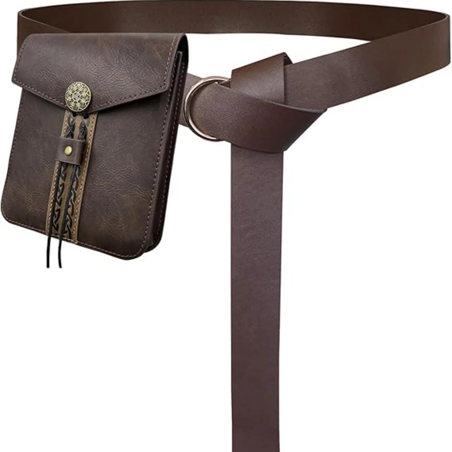 Renaissance Medieval Belt Skirt Hiking Viking Horn Design Leather