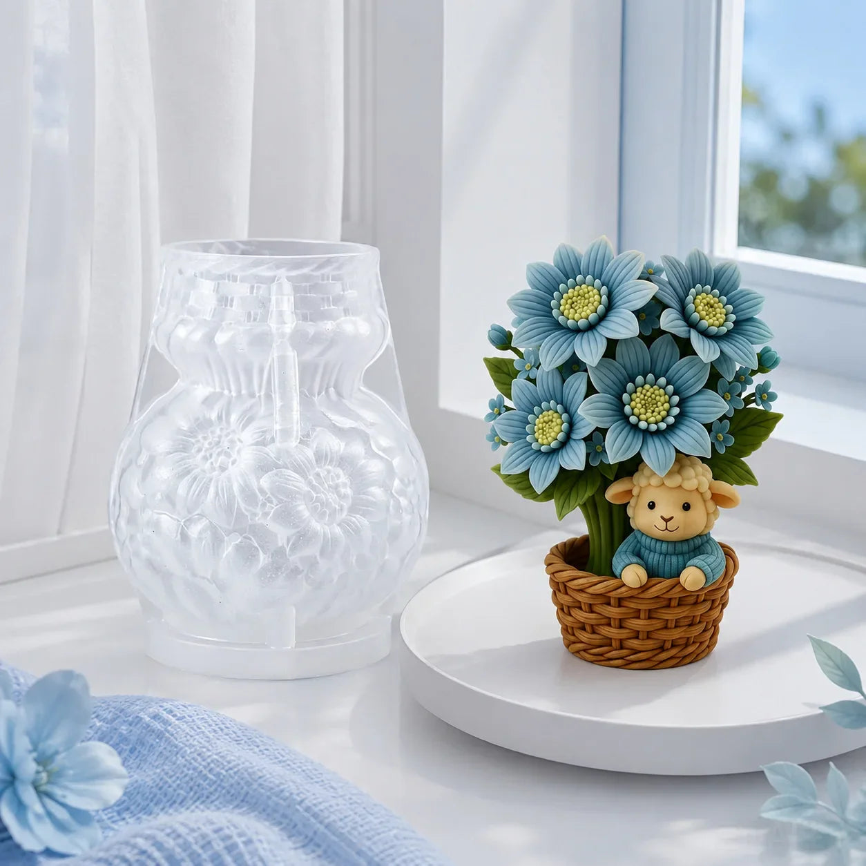 3D Sheep Flower Basket Silicone Candle Mold – DIY Craft