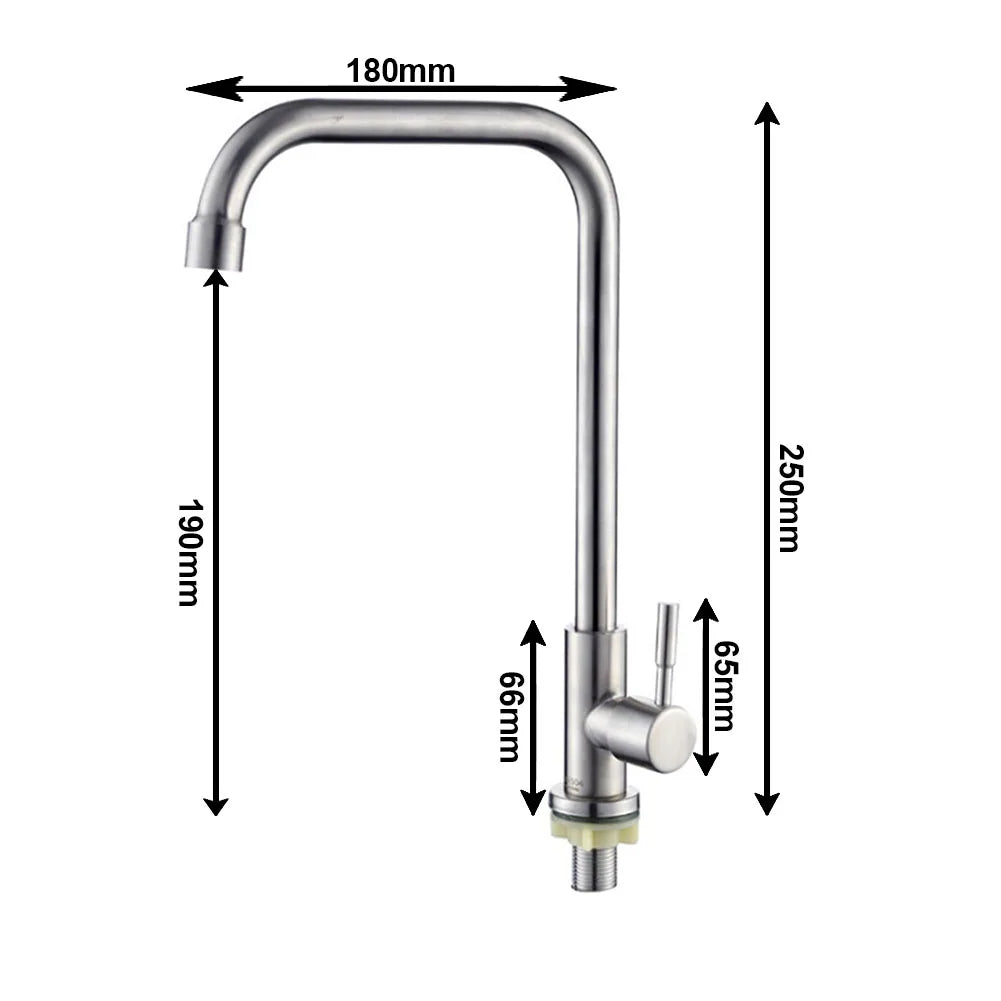 304 Stainless Steel Single Cold Kitchen Faucet | Deck Mounted