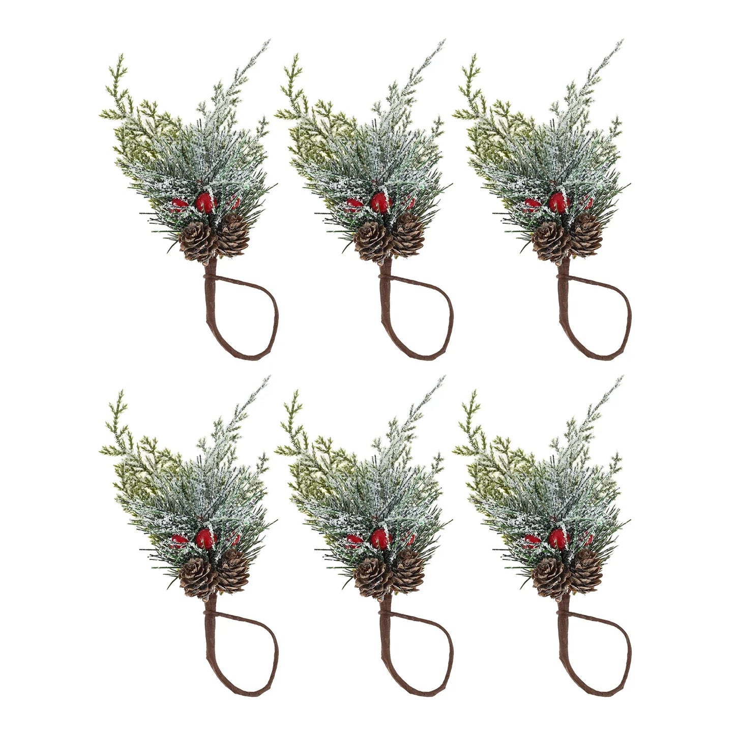 6-Pack Cedar Red Berry Christmas Napkin Rings | Holiday Decor