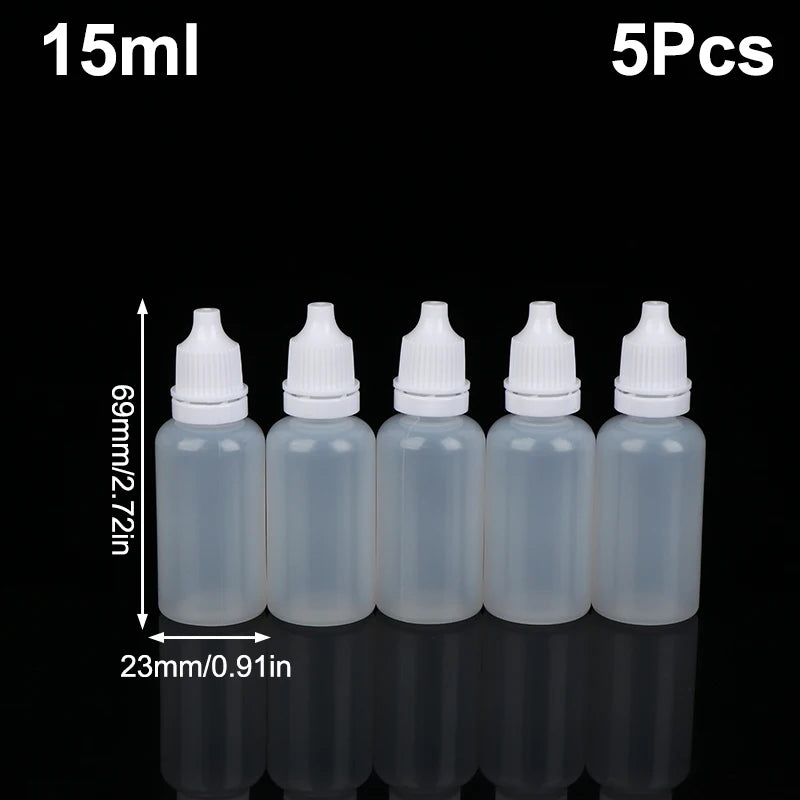 5Pcs 3/5/10/15/20/30/50/100ml Empty Plastic Dropper Bottle Paint Beauty Oil Ink Squeezable Refillable Bottle Cosmetics Storage Peaceful Pleasures Health and Wellness 15ml