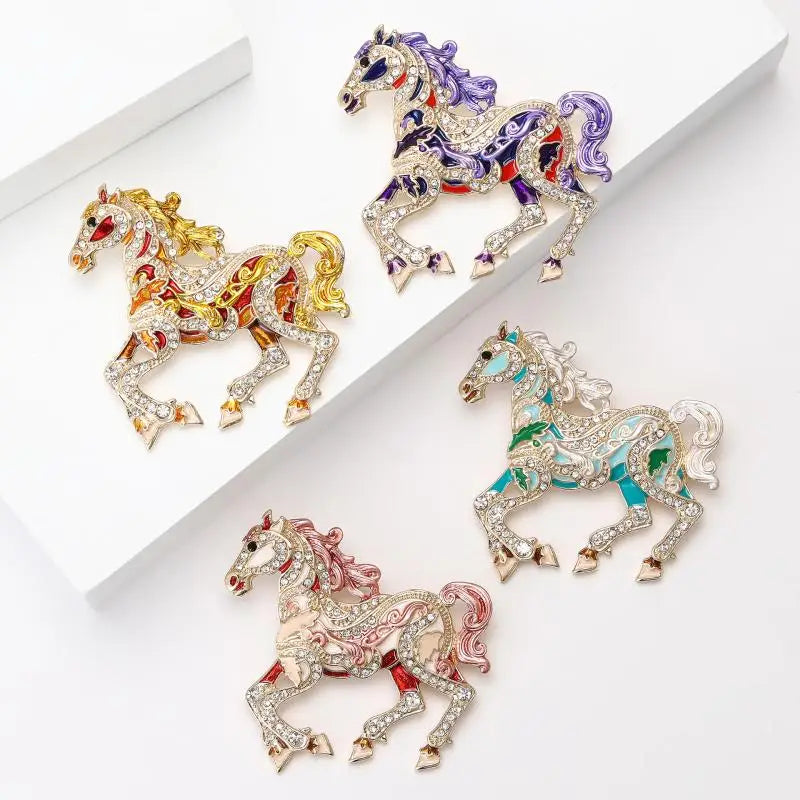 Enamel Horse Brooch | Vintage Zodiac Lapel Pin for Men & Women