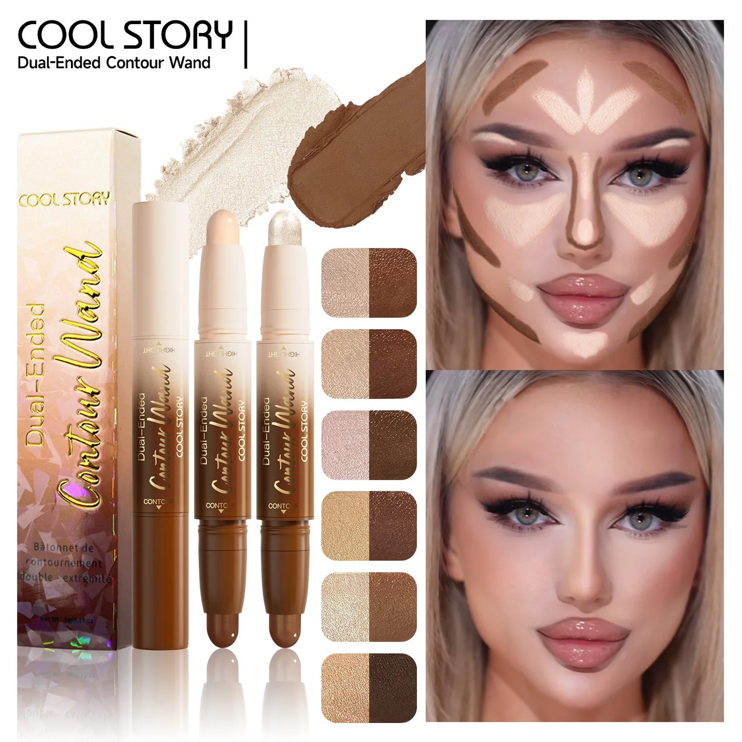 2-in-1 Glitter Highlighter & Contour Stick | Long-Lasting Makeup