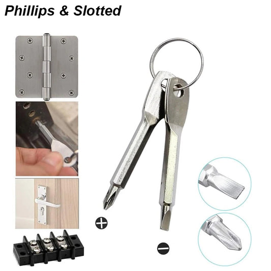 practical Portable Slotted Screwdriver Set Key Ring Keychain Mini Pocket Keyring Cross Screw Driver Repair Tool Gadget Small Peaceful Pleasures Health and Wellness