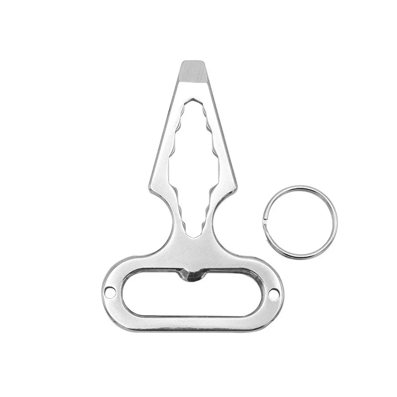 Outdoor Emergency Tools Self-defense Personal Keychain Needle-punching Bottle Set Bottle Opener Wrench Peaceful Pleasures Health and Wellness Silver