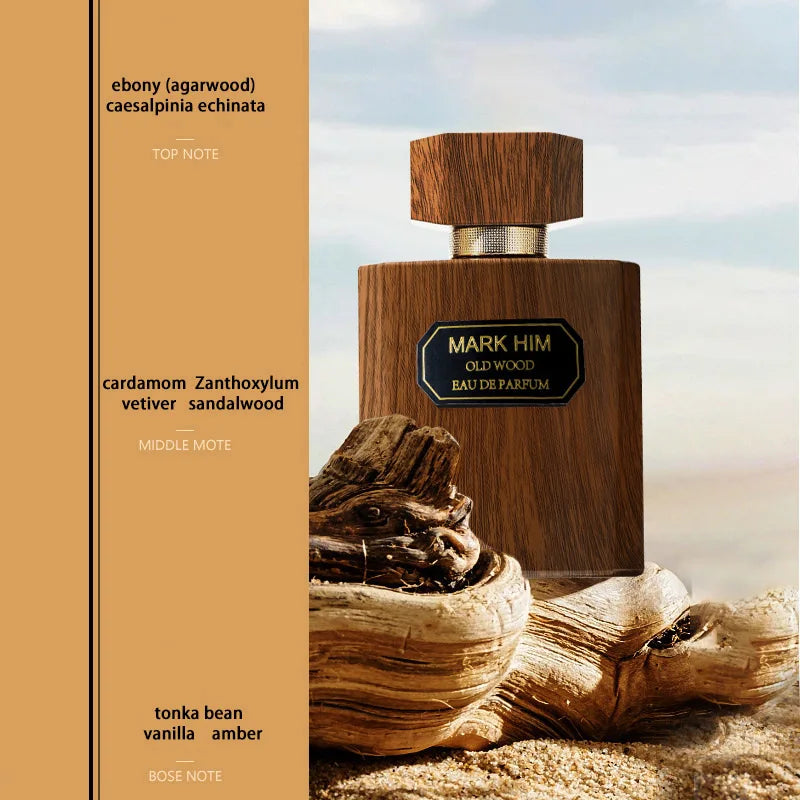 High-end Wood Perfume Brand Cologne Ebony Agarwood Long-lasting Fragrance Fresh Charm Confident Business Men Light Perfume 100ml Peaceful Pleasures Health and Wellness