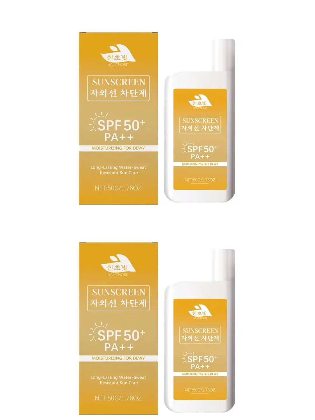 Lightweight Hydrating Sunscreen SPF 50++ Long Lasting UV Protection Fast Absorb No Sticky Oil Control Refreshing Sunblock Lotion Peaceful Pleasures Health and Wellness 50g x2 boxed