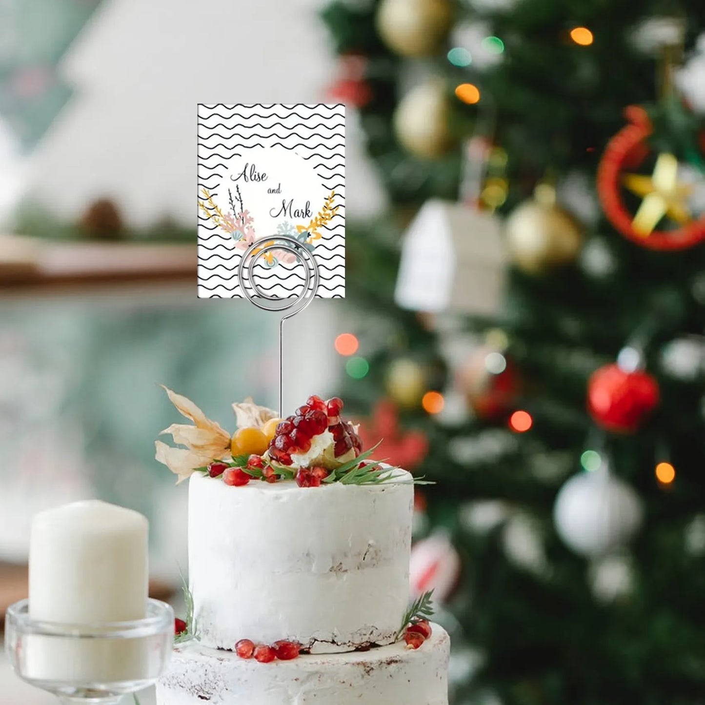 Y51A-60 Pieces Metal Wires Memo Clip Note Card Holders Table Number Clip Photo Stand For Wedding Party Cake Decor, Round And Hea Peaceful Pleasures Health and Wellness