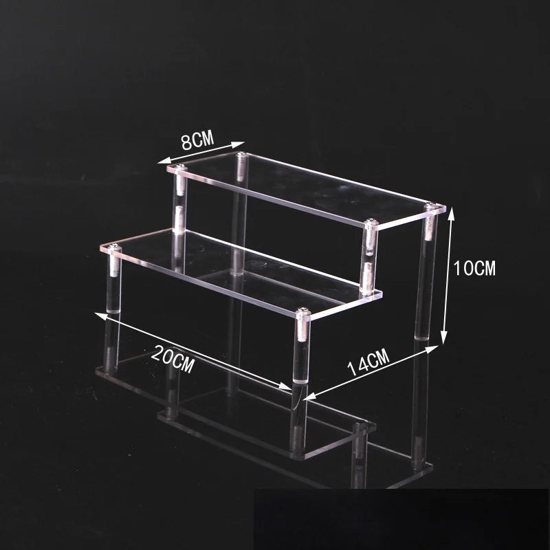 1-5 Tier Acrylic Display Stand Clear Display Riser Rack for Cupcake Perfume Doll Décor Organizer Amiibo Funko POP Figures DC05 Peaceful Pleasures Health and Wellness 2 tier 20x8