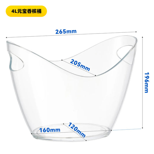 1PC Ice Buckets for Parties Clear Acrylic Ice Bucket 4 Liter Good for 2 Wine Champagne or 4 Beer Bottles Free Shipping Peaceful Pleasures Health and Wellness Default Title