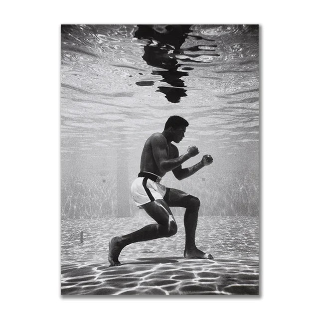 Boxer Wall Poster, Mike Tyson Muhammad Ali Motivational Quote Canvas Painting Prints, Home Decor Pictures for Living Room Peaceful Pleasures Health and Wellness 16 40x60cm Unframed
