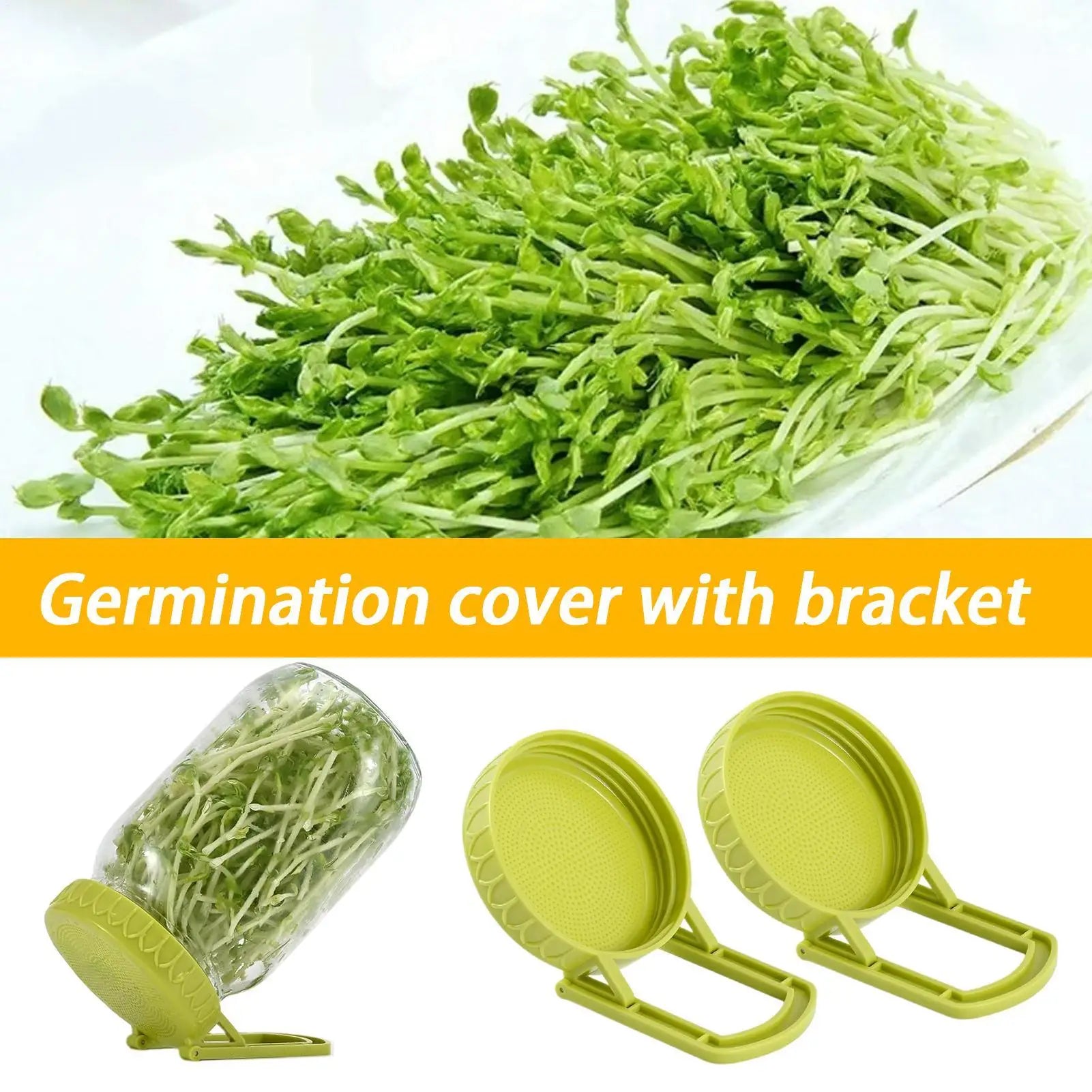 Sprouting Lids Germination Cover with Stand Wide Mouth Sprouting Lid with Bracket for Beans Alfalfa Plants Vegetables Broccoli Peaceful Pleasures Health and Wellness
