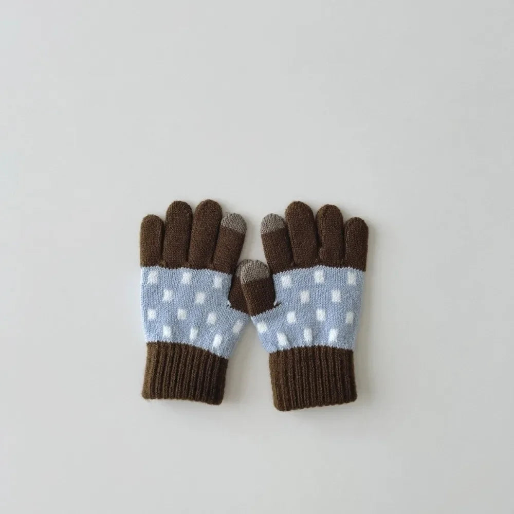 Fashion Childrens Neck Hanging Gloves Winter Western Style Cold Resistant Five Finger Gloves Warm Retro Patterned Woolen Gloves Peaceful Pleasures Health and Wellness 10
