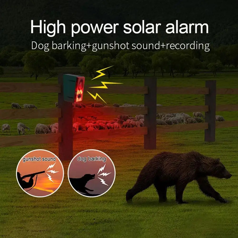 Solar Motion Sensor Animal Repeller – 130dB Alarm & Strobe