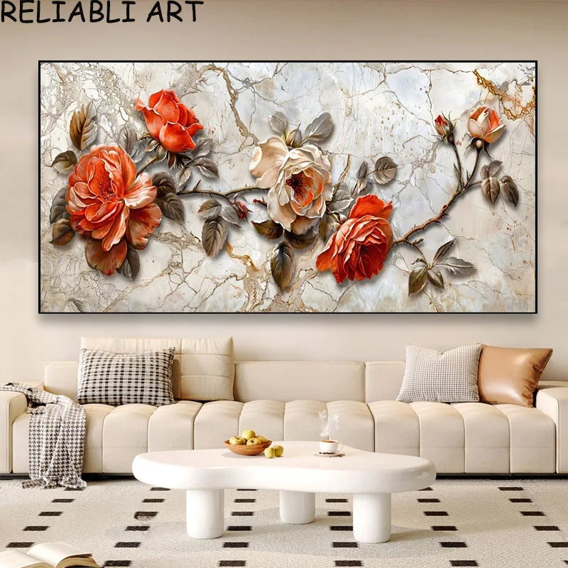 3D Golden White Flower Tree Poster and Prints Light Luxury Canvas Painting Wall Art Pictures for Living Room Home Decor No Frame Peaceful Pleasures Health and Wellness flower 24 7-25-24 50x100cm