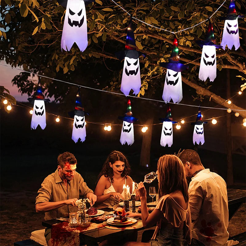 Halloween Witch Hat Ghost Hanging LED Decoration – 1-5 PCS