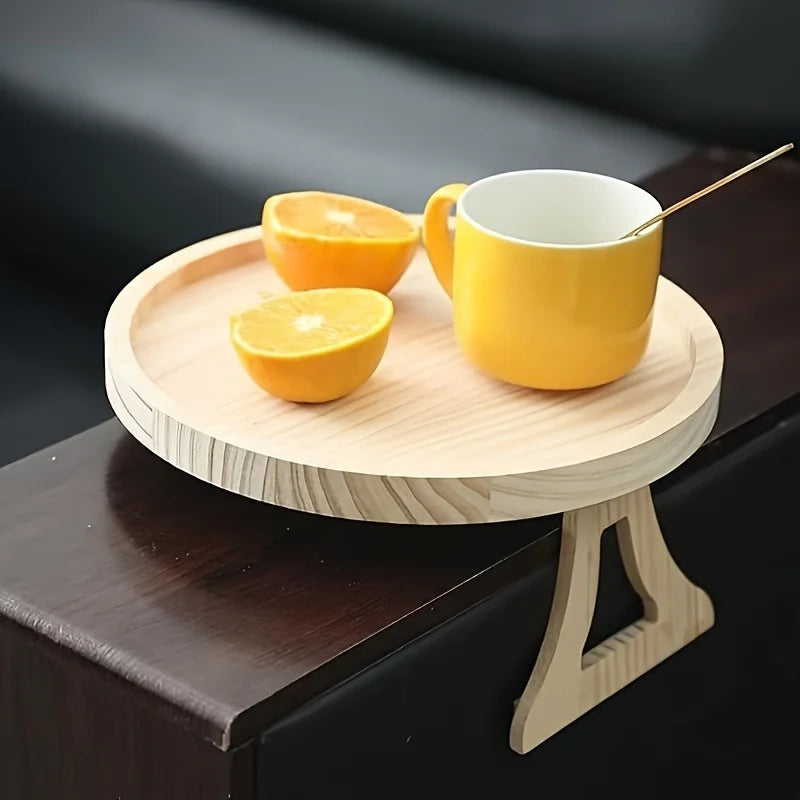 Wooden Clip-On Sofa Armrest Tray | Snacks, Drinks & Remotes