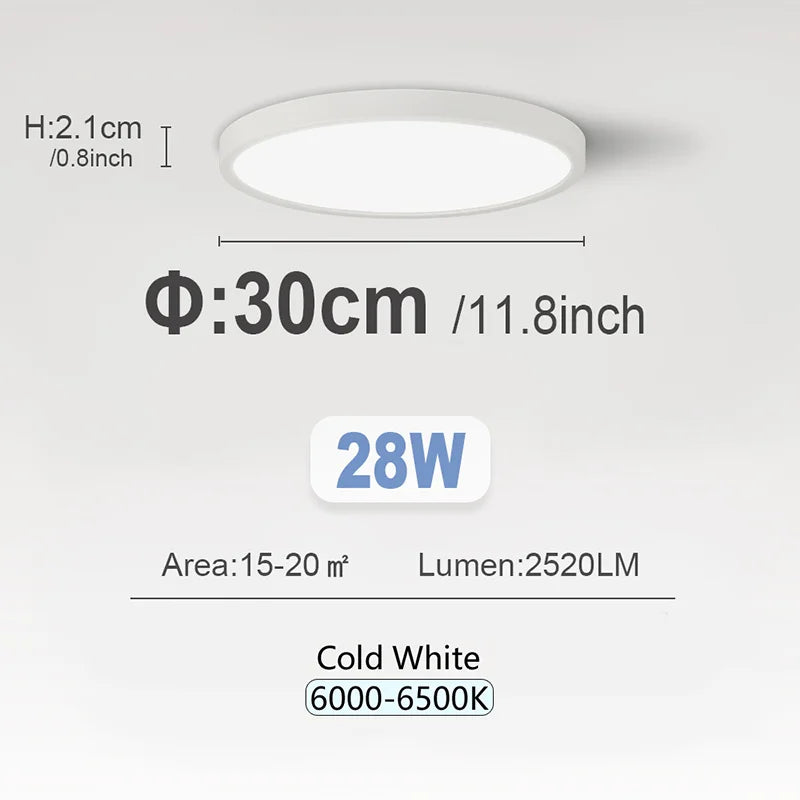 RUNTOIN 24W/28W Ultra-Thin Round LED Ceiling Light Panel