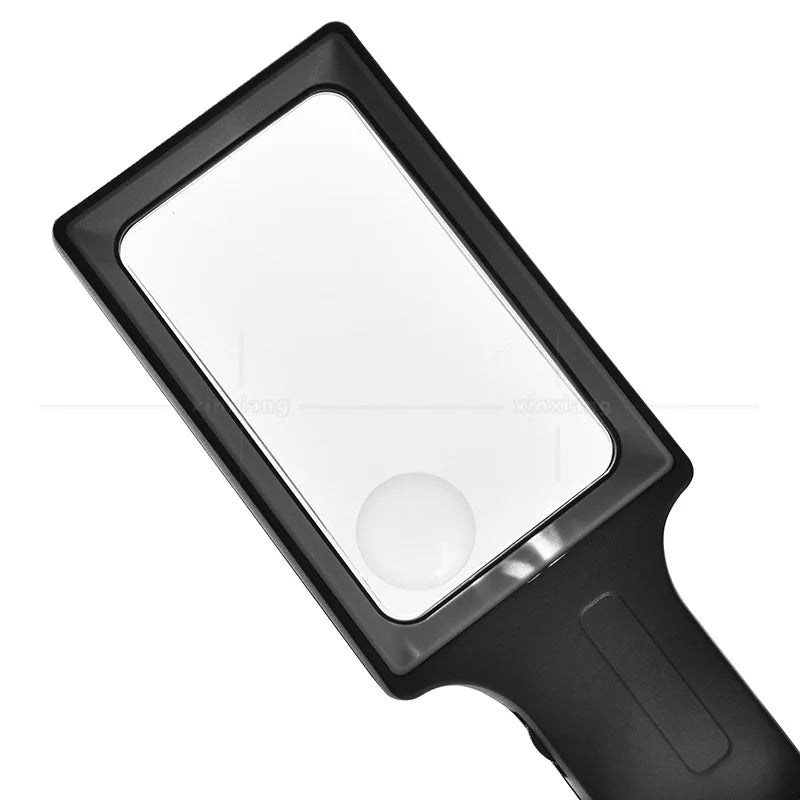 Handheld Magnifier Magnifying Glass with High-Definition and High Magnification of 3-8X, 20 Led Lights, Square Shaped Peaceful Pleasures Health and Wellness