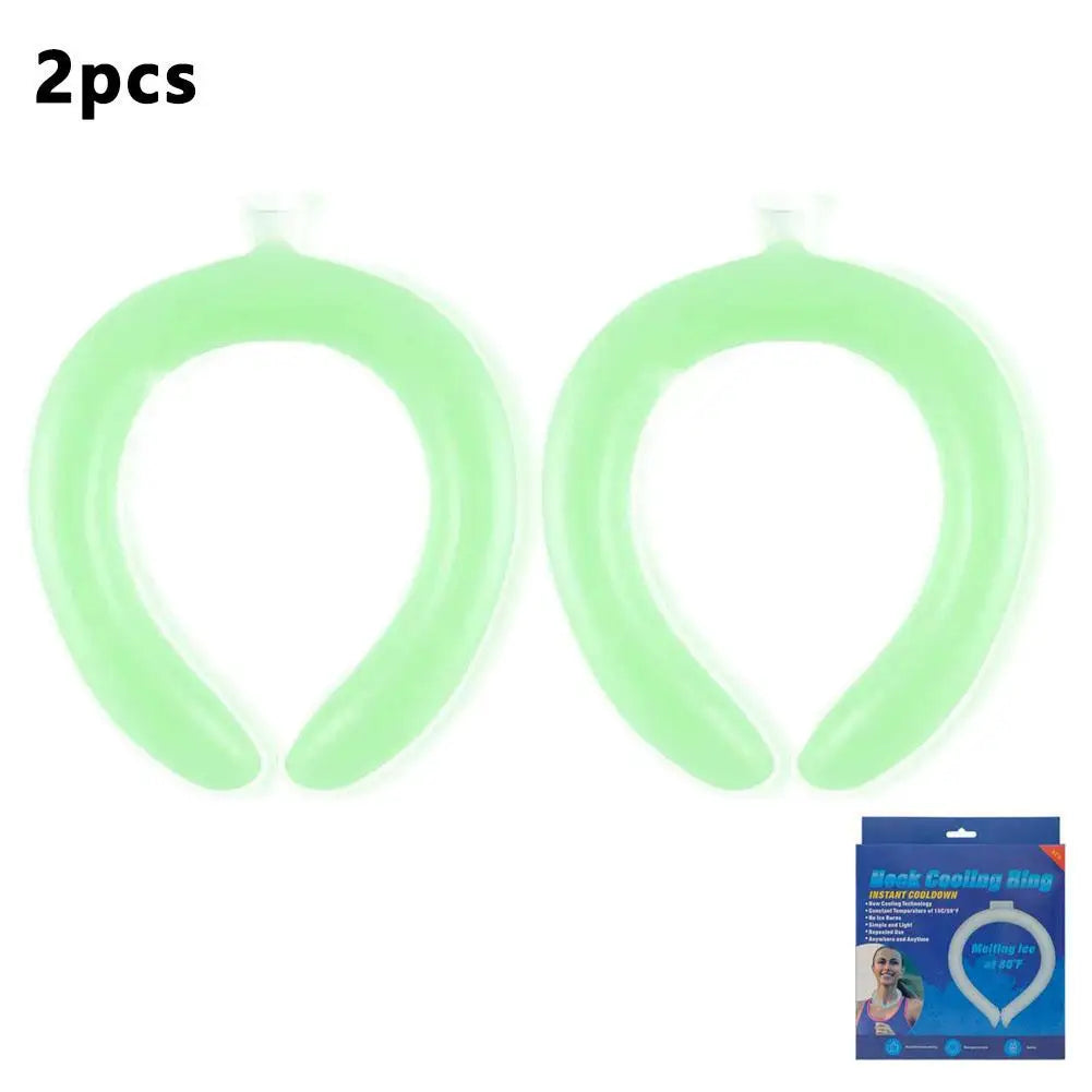 PCM Ice Neck Ring Summer Cooling Neckband Heatstroke Prevention Reusable 28℃ Natural Freeze No Condensation Long Lasting Cool Peaceful Pleasures Health and Wellness Green