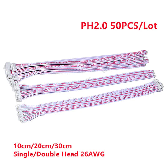 50PCS/Lot PH2.0 Female Connector Terminal Cable 10cm 20cm 30cm 2.0 JST Wire 2p 3p 4p 5p 6p 7p 8p 9p 10p11p12p Single/Double Head Peaceful Pleasures Health and Wellness 4P 30cm Single head