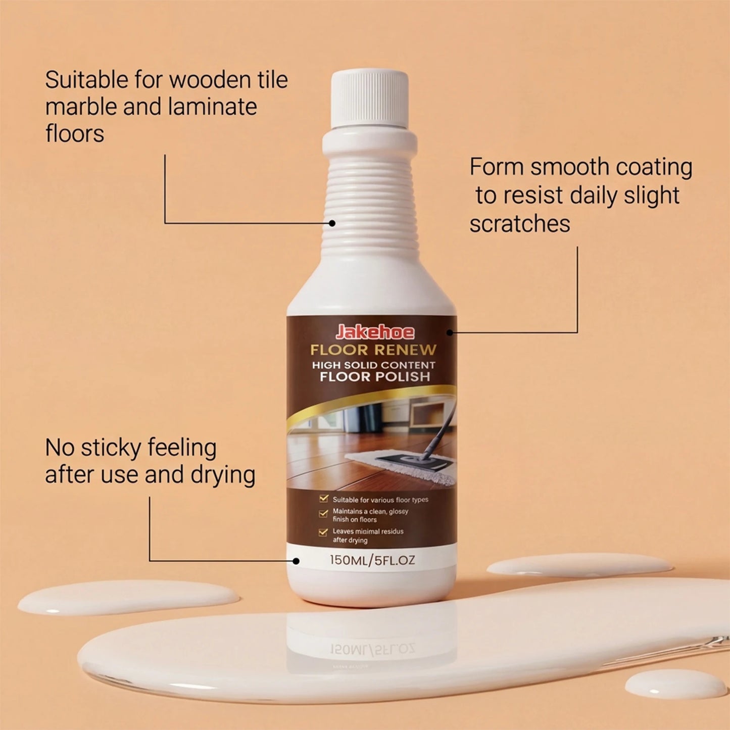 JAKEHOE 150ml Floor Cleaner | Stain Removal & Gloss Polish
