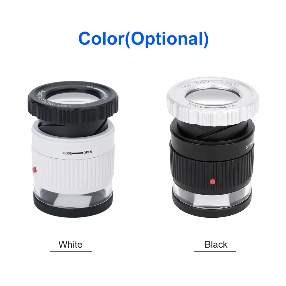 LED Scale Loupe 30X Adjustable Magnification Magnifier Metal Cylinder Mirror with Scale Small Reading Mirror Jewelry Magnifier Peaceful Pleasures Health and Wellness