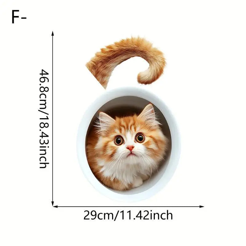 3D Cat & Dog Toilet Sticker – Waterproof Removable Bathroom Decal