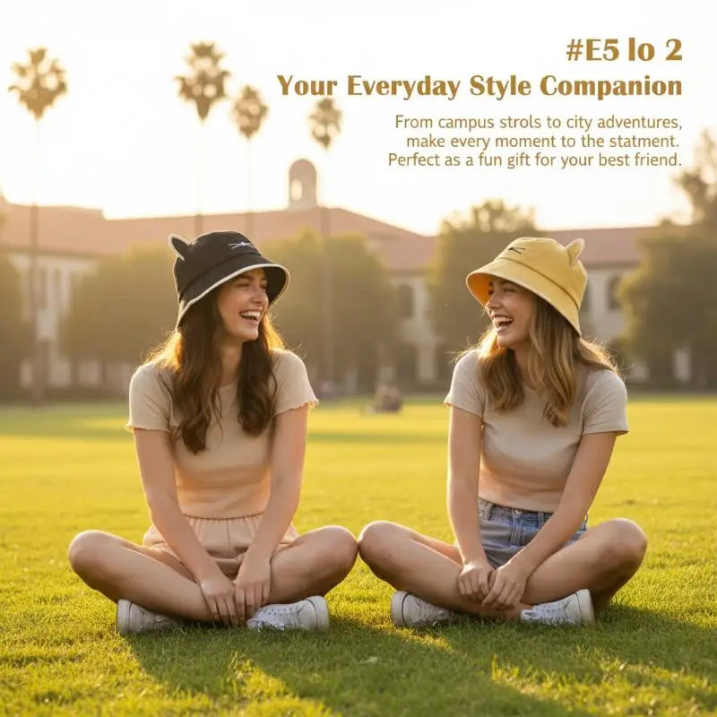Cat Ear Bucket Hat – Women's Wide Brim UV Sun Hat