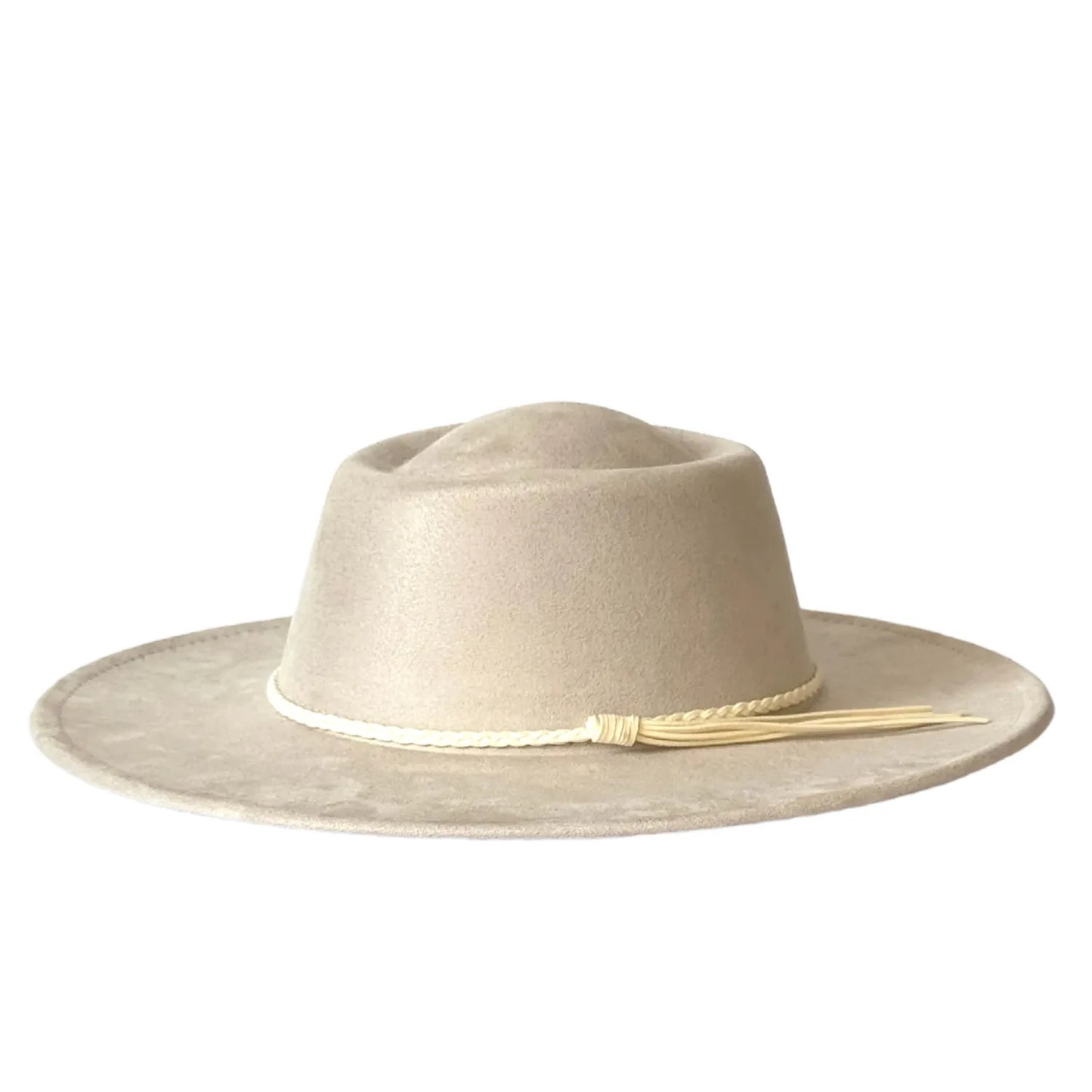 Vegan Suede Fedora Hat | Rhinestone Wide Brim Pork Pie
