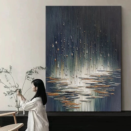 Hand Painted Abstract Water Drop Oil Painting | Canvas Wall Art Oil Painting Art Peaceful Pleasures Health and Wellness