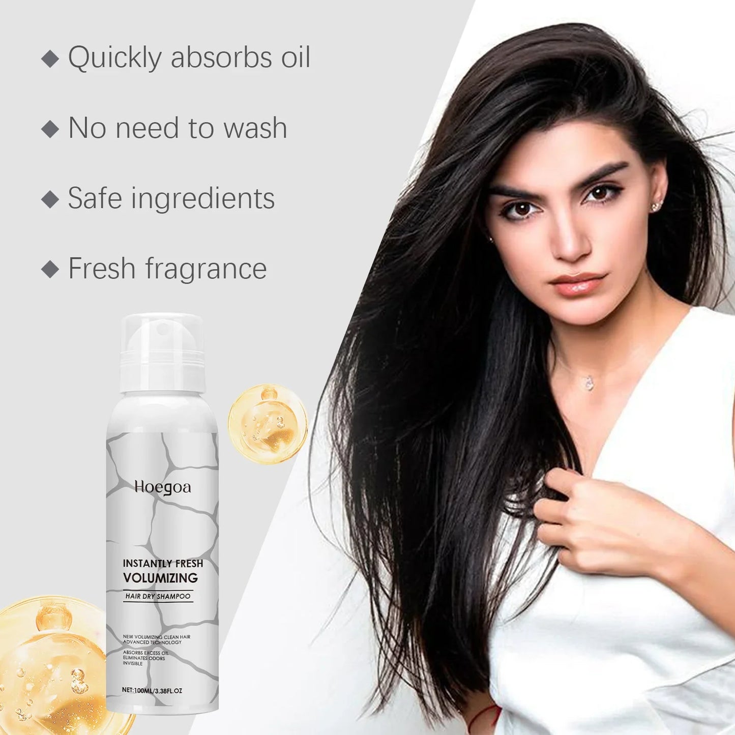 HOEGOA Dry Shampoo Spray – Oil Control, Volume & Anti-Frizz
