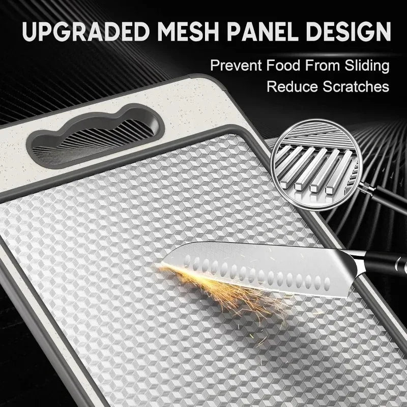 New Stainless Steel Cutting Board Double Sided Chopping Board for Kitchen Scratch Resistant Anti-Slip Silicone Edges Peaceful Pleasures Health and Wellness