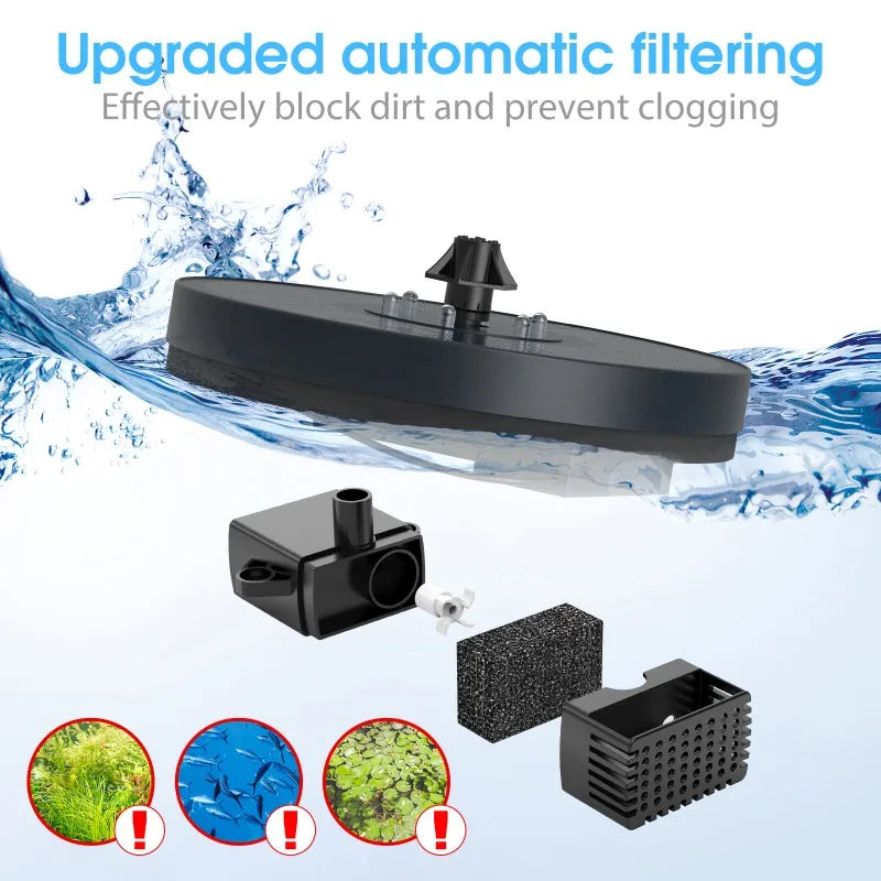 3W Solar Water Fountain – 7 Nozzles & RGB LED Lights