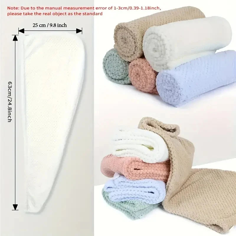 3-Pack Microfiber Hair Towel Turban – Quick Dry Shower Bonnet