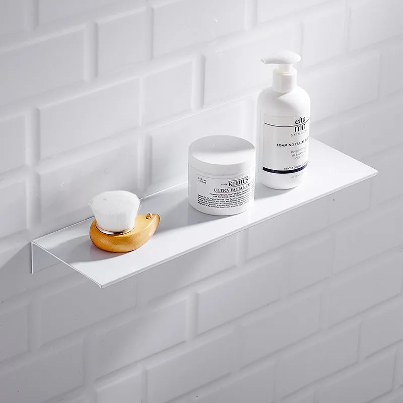 Modern Brushed Metal Dual Tier Bathroom Wall Shelf | Gold Black