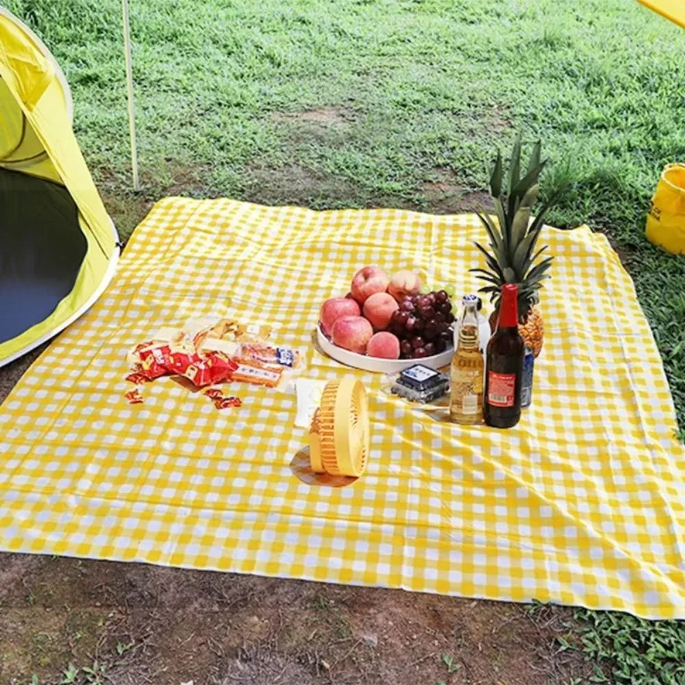 Camping Mat Outdoor Foldable Picnic Mat Waterproof Moisture-proof Classic Plaid Hike Mat with Nails Disposable Camping Table Mat Peaceful Pleasures Health and Wellness