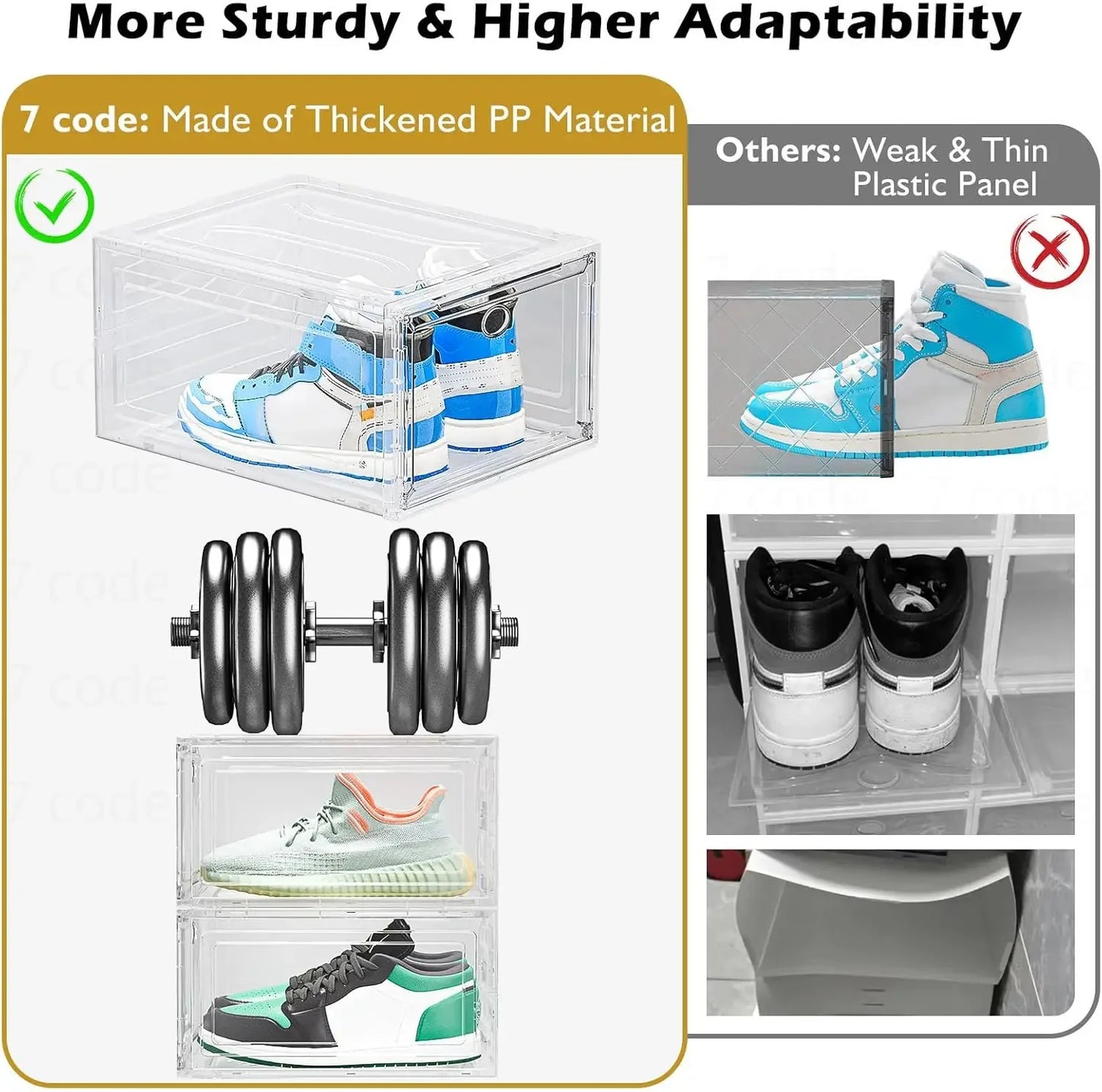 Clear Magnetic Door Stackable Shoe Storage Boxes, 6-Pack White Organizer for Sneakers & Closet Peaceful Pleasures Health and Wellness
