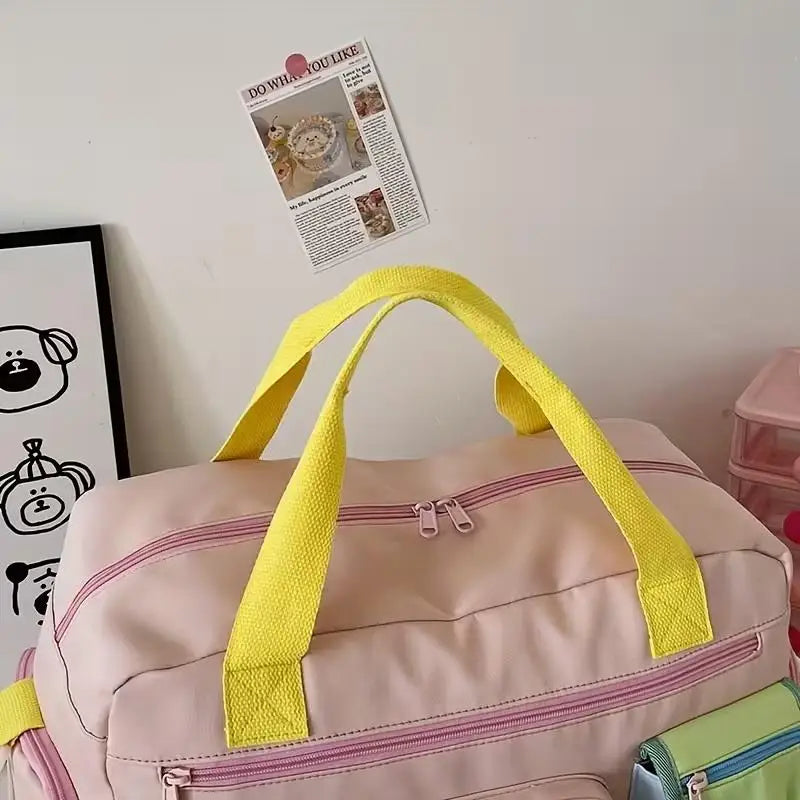 Large Color Block Tote Bag – Women's Fashion Shopper Handbag