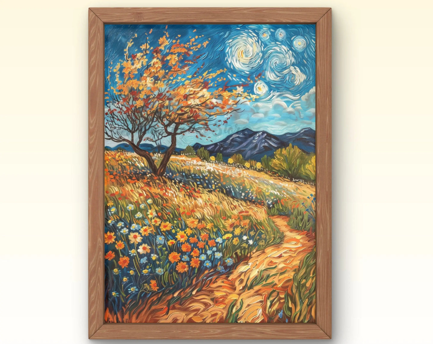 European Rural Scenery Floral Canvas Wall Art | Unframed Print