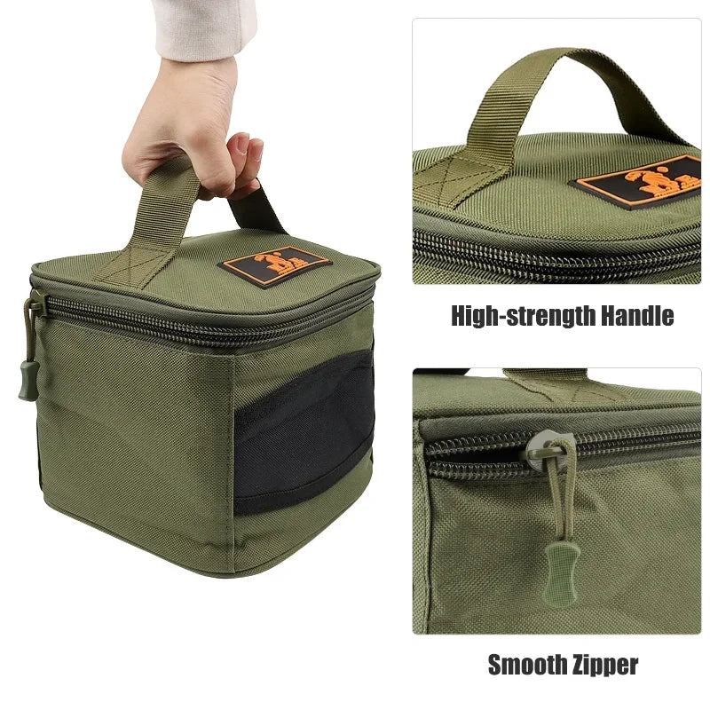 2026 Durable Oxford Fabric Reel Bag, Universal Portable Green Tackle Pouch Fit 500-10000 Series Fishing Reel Peaceful Pleasures Health and Wellness
