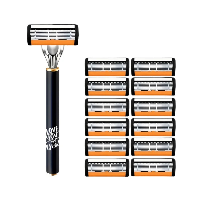 6-Blade Manual Razor for Men | Portable Travel Shaver