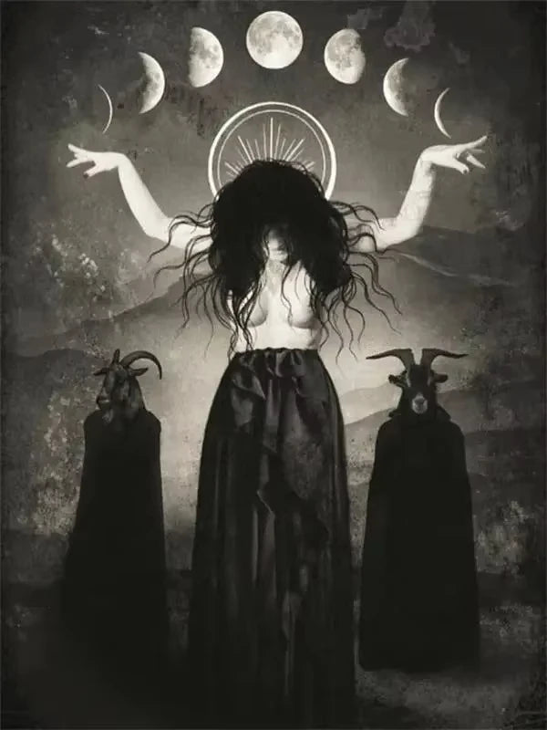 AA Dark Academia Art Black Death Poster Prints For Living Room Home Decor Nordic Gothic Horror Witch Canvas Painting Wall Art Peaceful Pleasures Health and Wellness