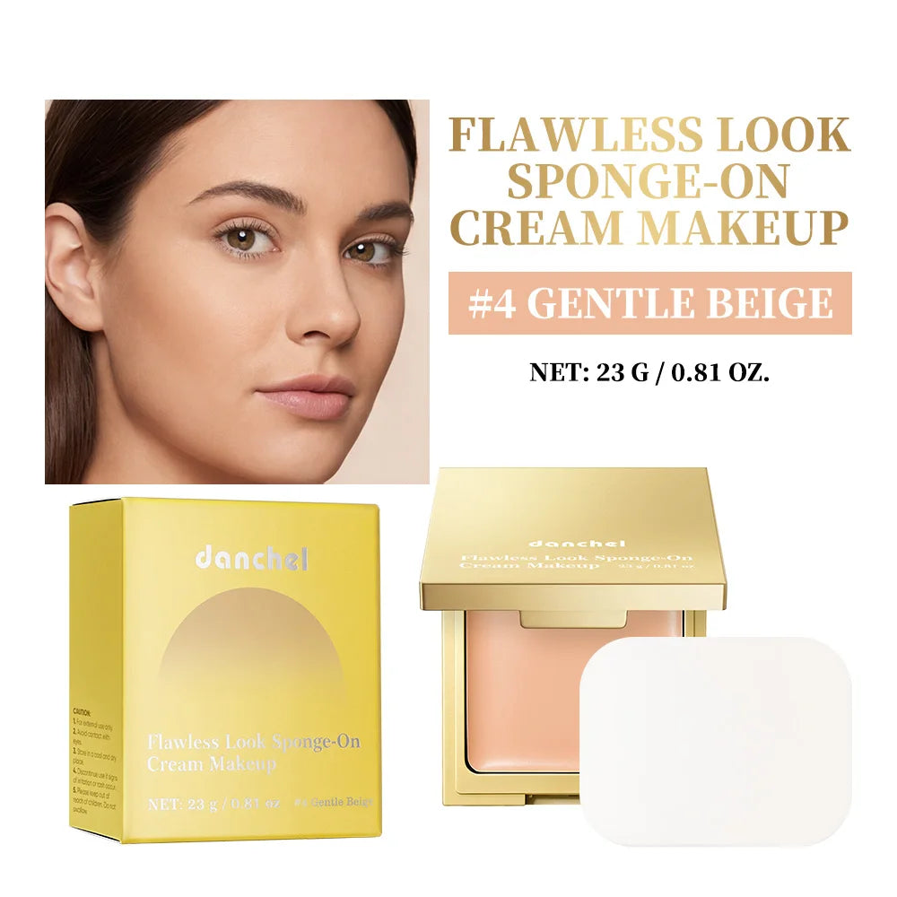 Flawless Finish Cream Foundation Sponge‑On Medium‑to‑Full Coverage Oil Control Breathable Long Lasting Concealer Makeup Peaceful Pleasures Health and Wellness 4Gentle Beige