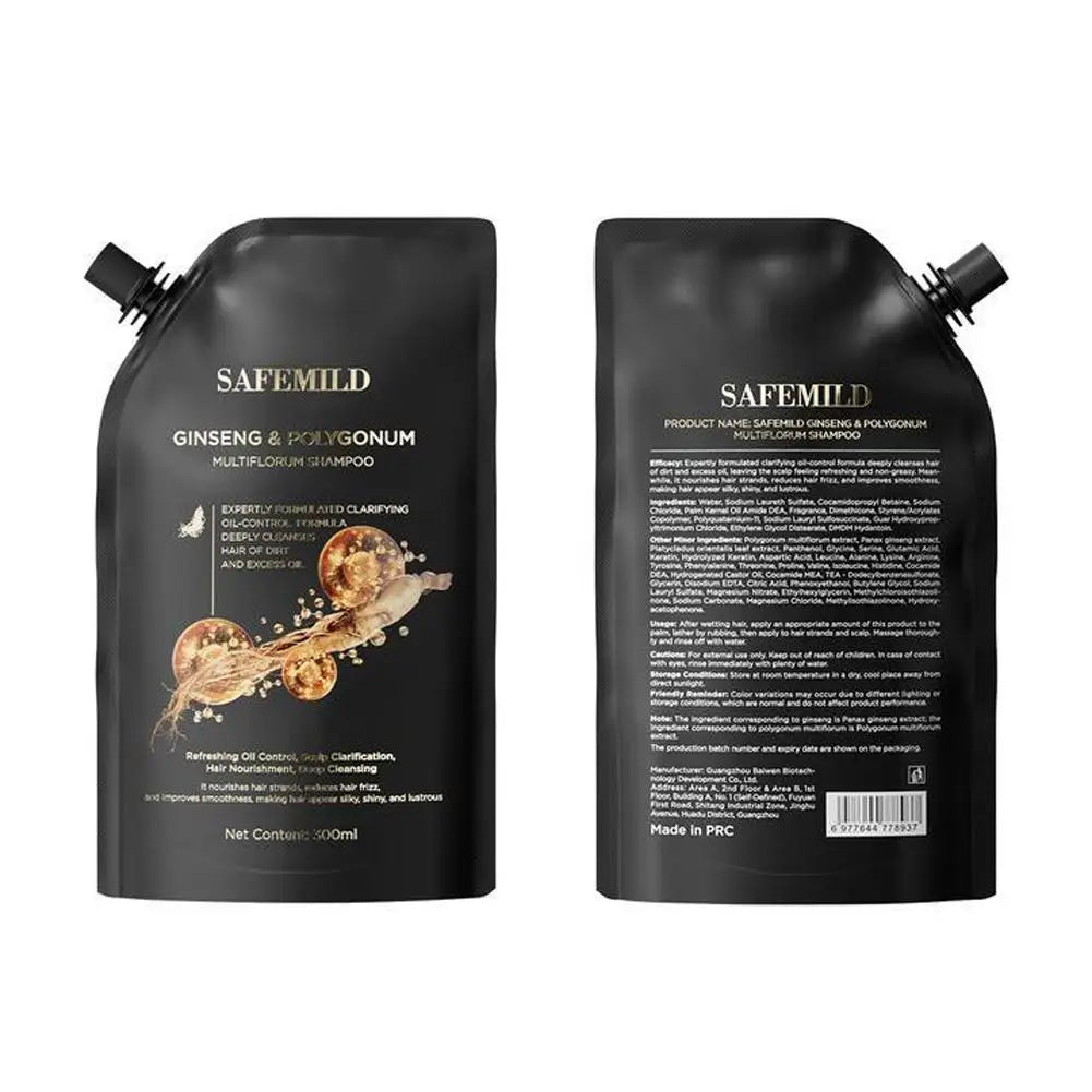 Black Ganoderma Polygonum Multiflorum Shampoo Ginseng Herbal Repair Nourish Hair Soft Smooth Moisturize Scalp Care 100ml/300ml Peaceful Pleasures Health and Wellness