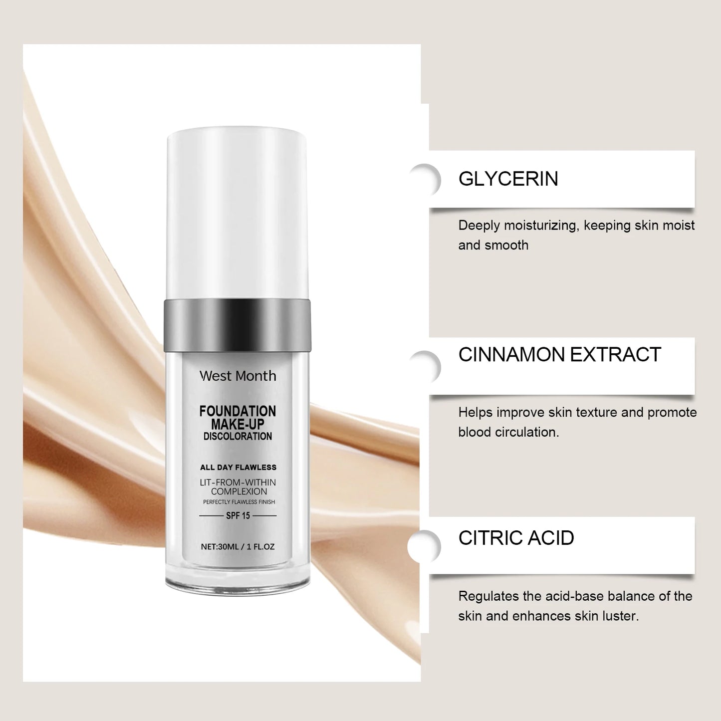 West Month Color Changing Foundation | Full Coverage, Matte, Waterproof