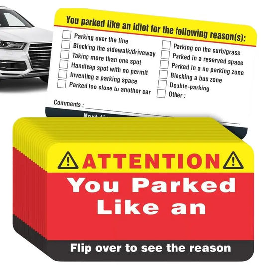 100Pcs You Park Like an Idiot Business Cards Bad Parking Cards Funny Parking Violation Bad Cards Violation Adult Sock Stuffer Peaceful Pleasures Health and Wellness Default Title