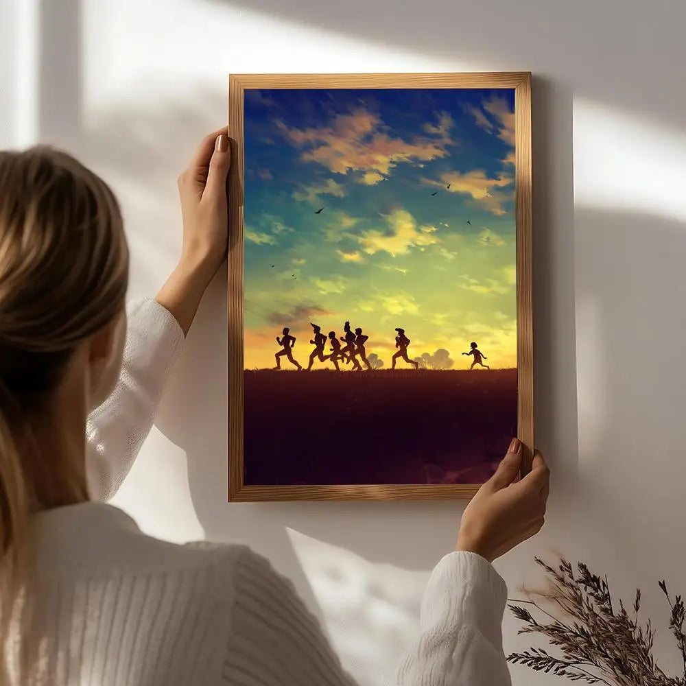 Anime R-Run with the Wind Poster HD Self Adhesive Waterproof Wall Art Ideal for Home Office Dorm Bedroom Great Gift Peaceful Pleasures Health and Wellness White2 40X50cmNoframe