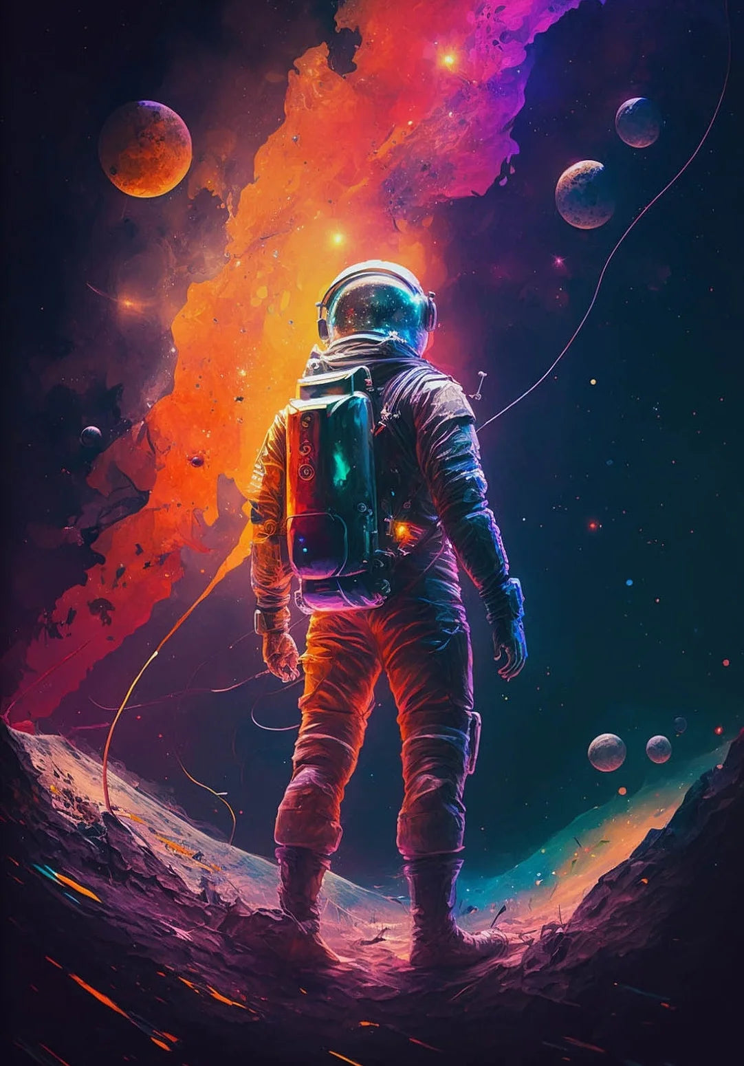 Astronaut Canvas Wall Art | Modern Sci-Fi Space Poster Print Canvas Wall Art Peaceful Pleasures Health and Wellness